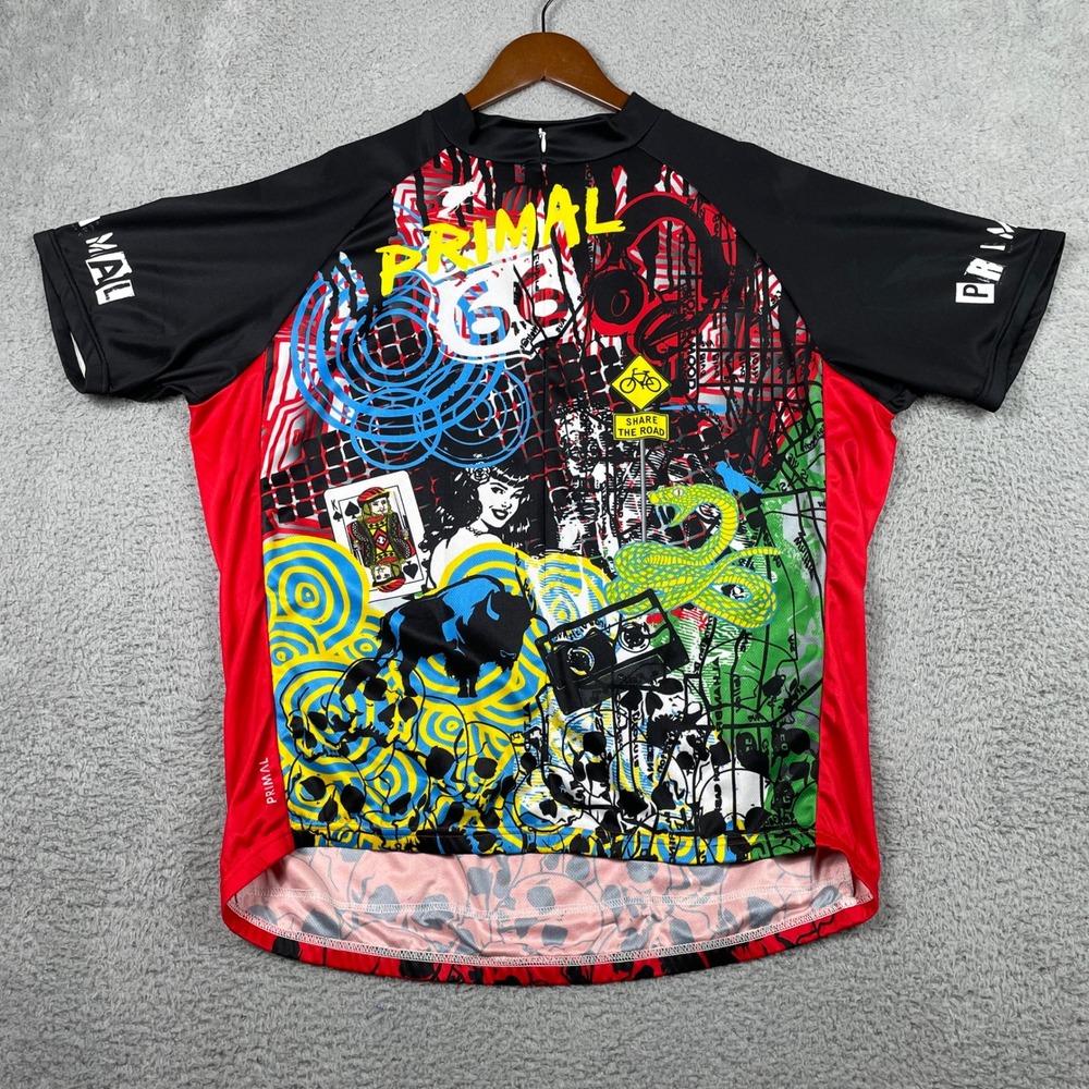 Primal Wear Cycling Jersey Mens 3XL Multicolor Graphic Short Sleeve Zip Bike Top